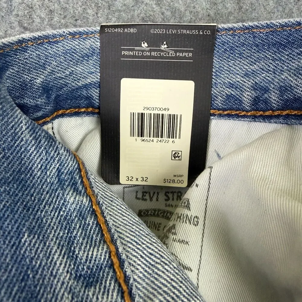 Levi's Men's 568 Stay Loose Jeans Size 32x32 Light Wash Denim Patch Folk Chaos